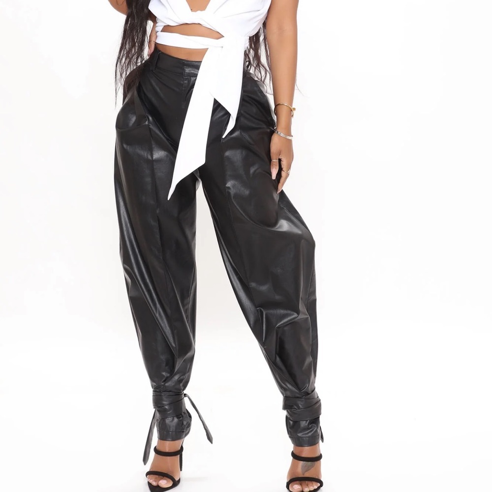 Fashion nova luxe vegan leather trousers